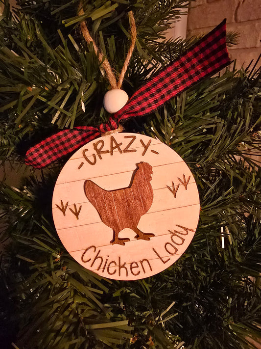 Crazy Chicken Lady Ornament