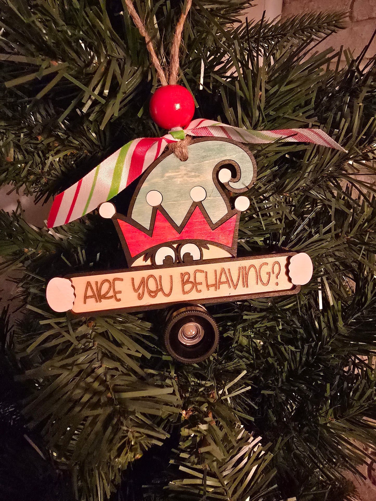 Are You Behaving Elf Surveillance Ornament