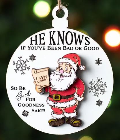 He Knows Customizable Ornament