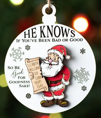 He Knows Customizable Ornament