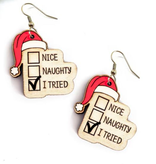 Santa Hat List Earrings